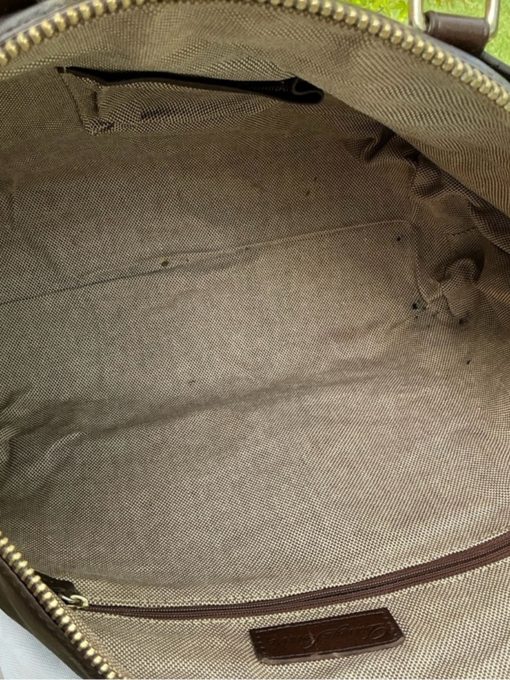 Dooney & Bourke Dark Brown Leather Satchel with Canvas Strap - Picture 11 of 16